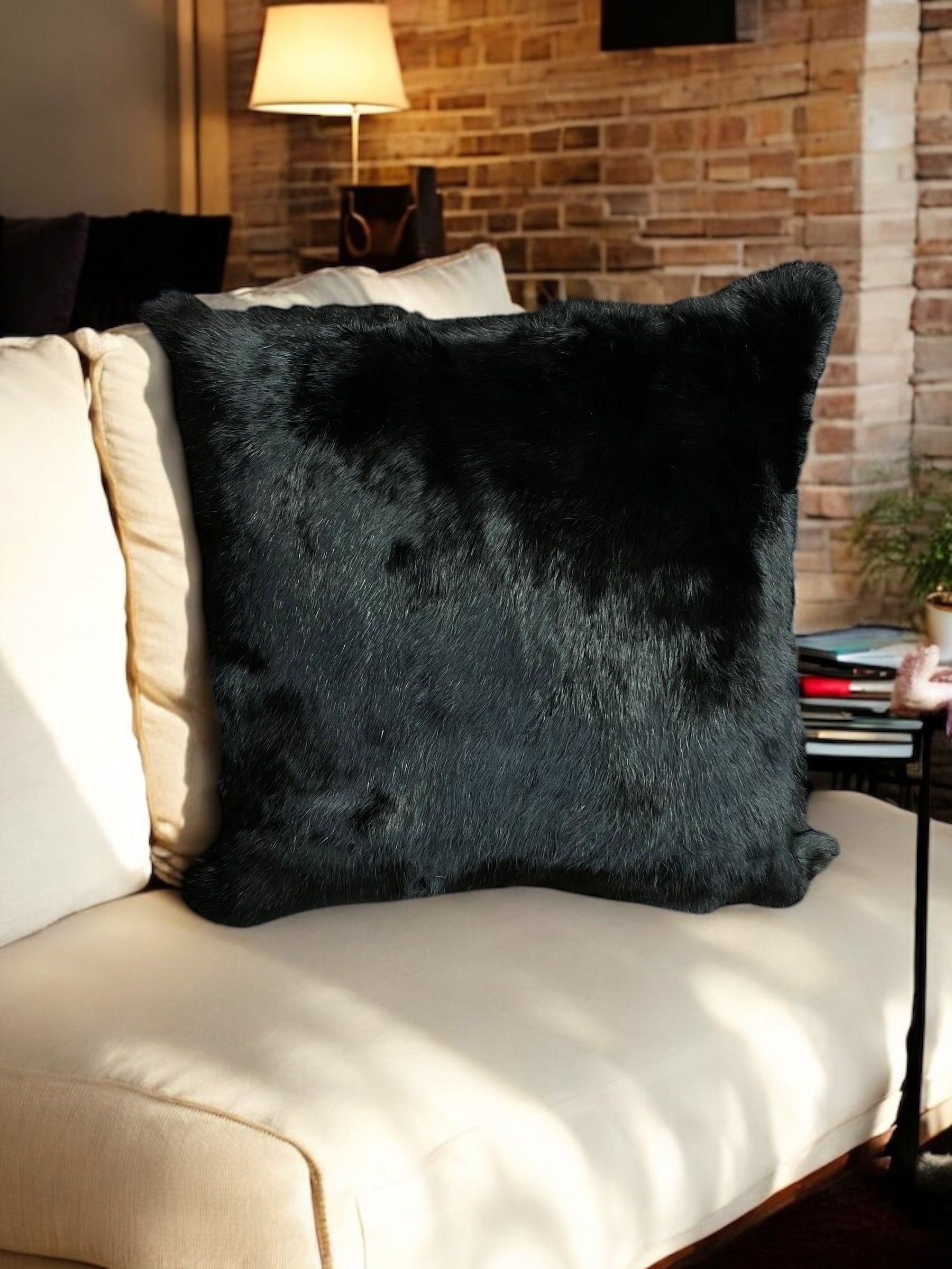 18" Black Rabbit Pillow