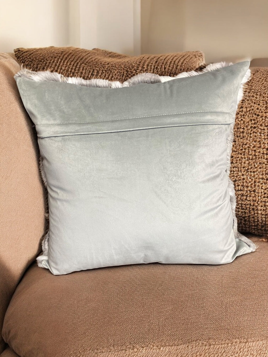 18" Grey & White Rabbit Pillow