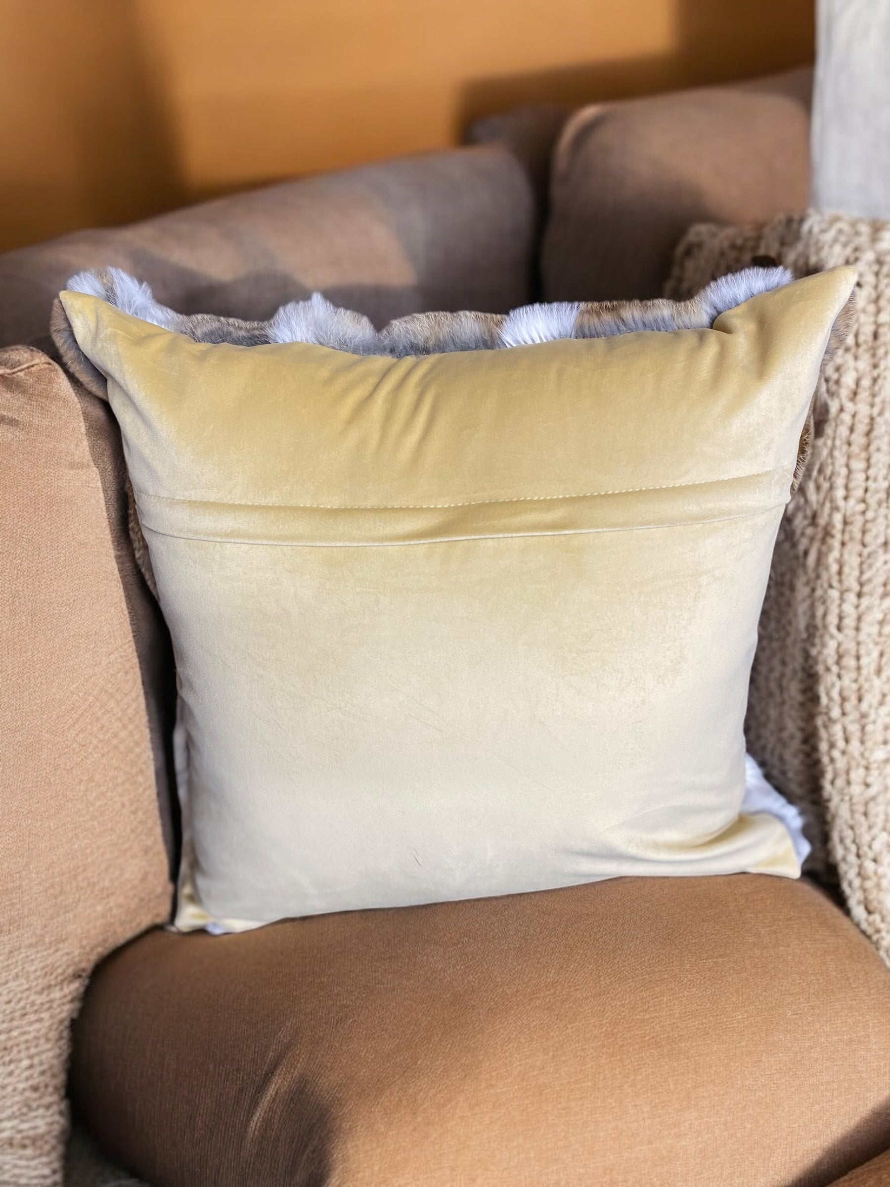 18" Tan & White Rabbit Pillow