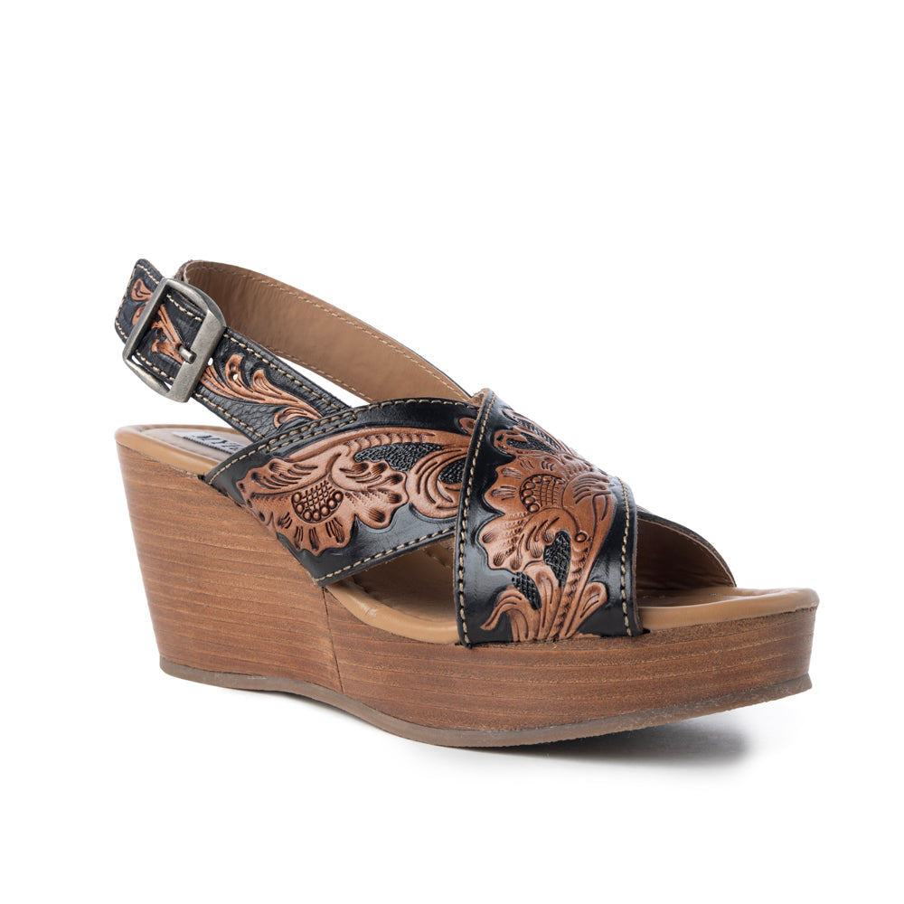Myra Flower Ridge Sandals for Women with genuine leather and handtooled detail for casual wear