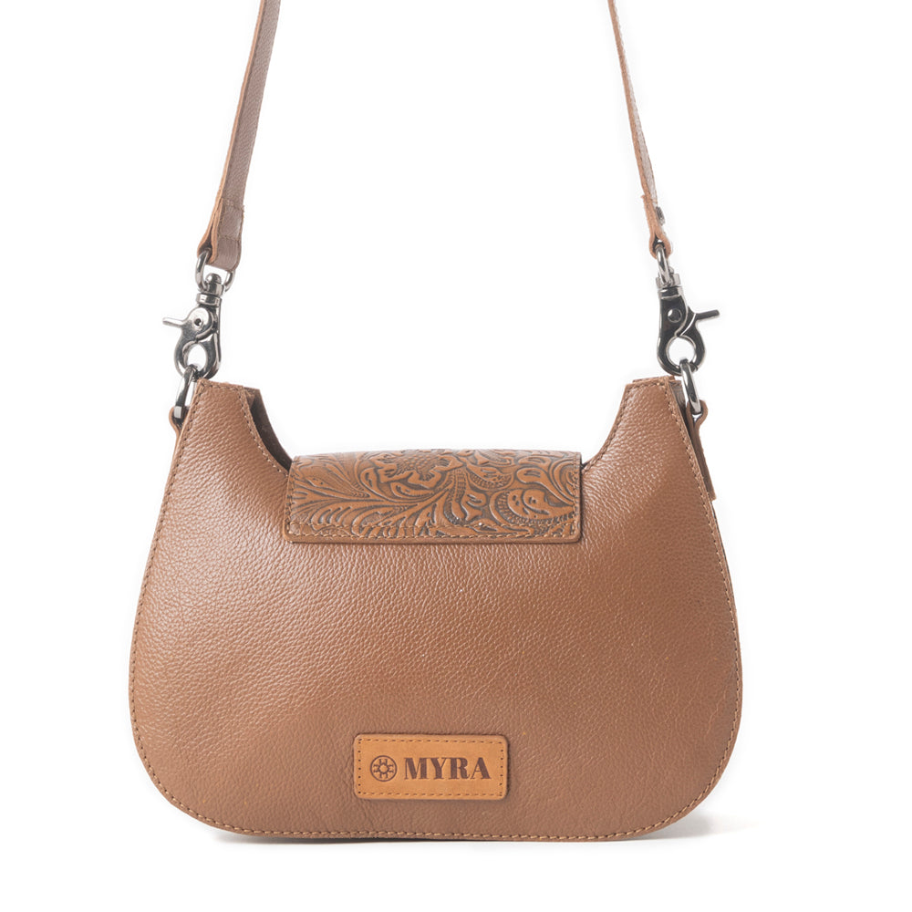 Highland Ridge Leather Bag in Rustic Oak & Winter Mist