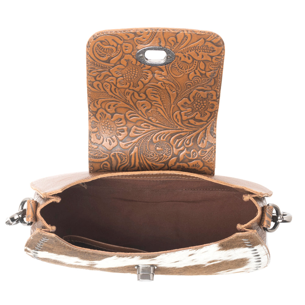 Highland Ridge Leather Bag in Rustic Oak & Winter Mist