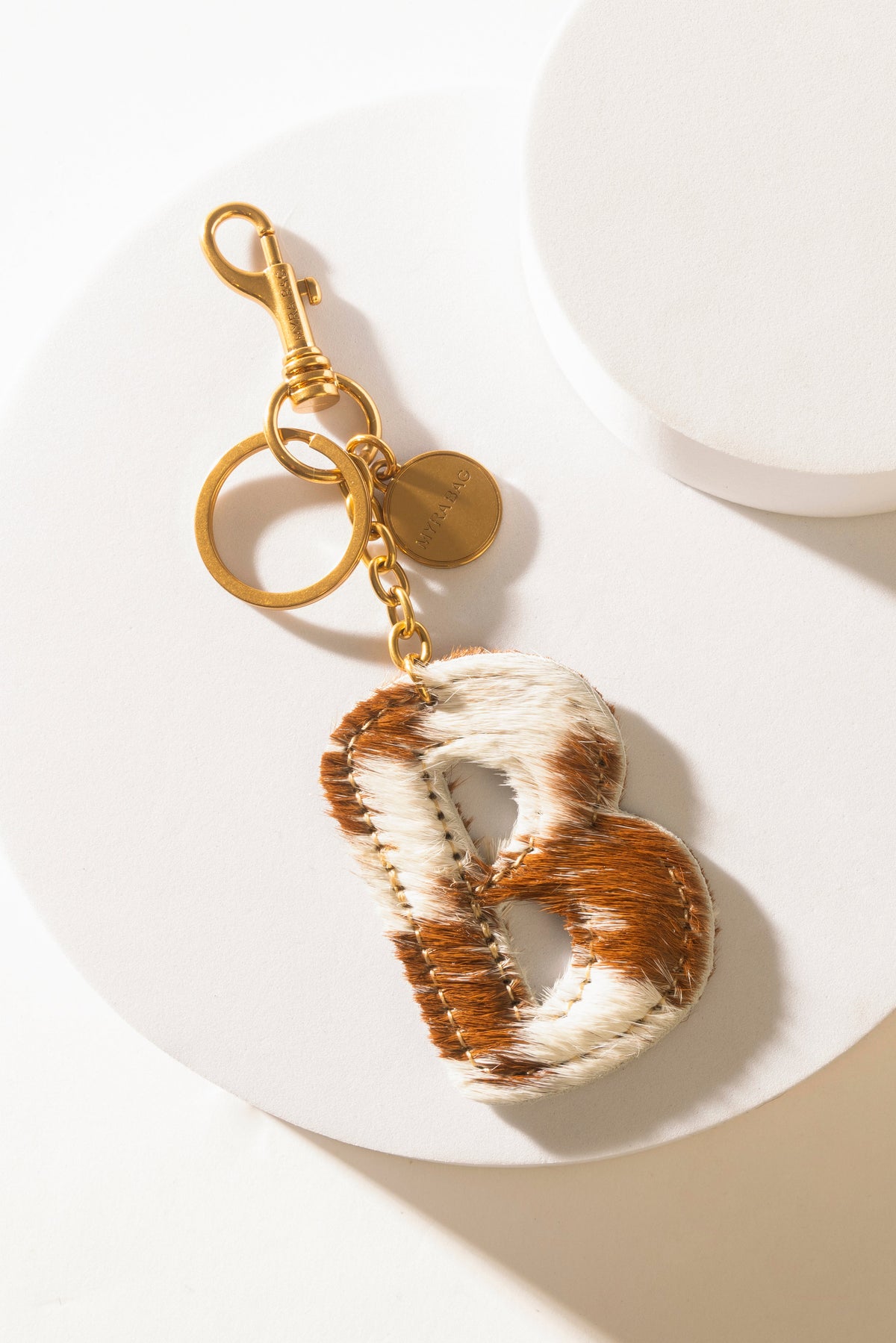 Alpha Hairon Bag Charm in Brown & White