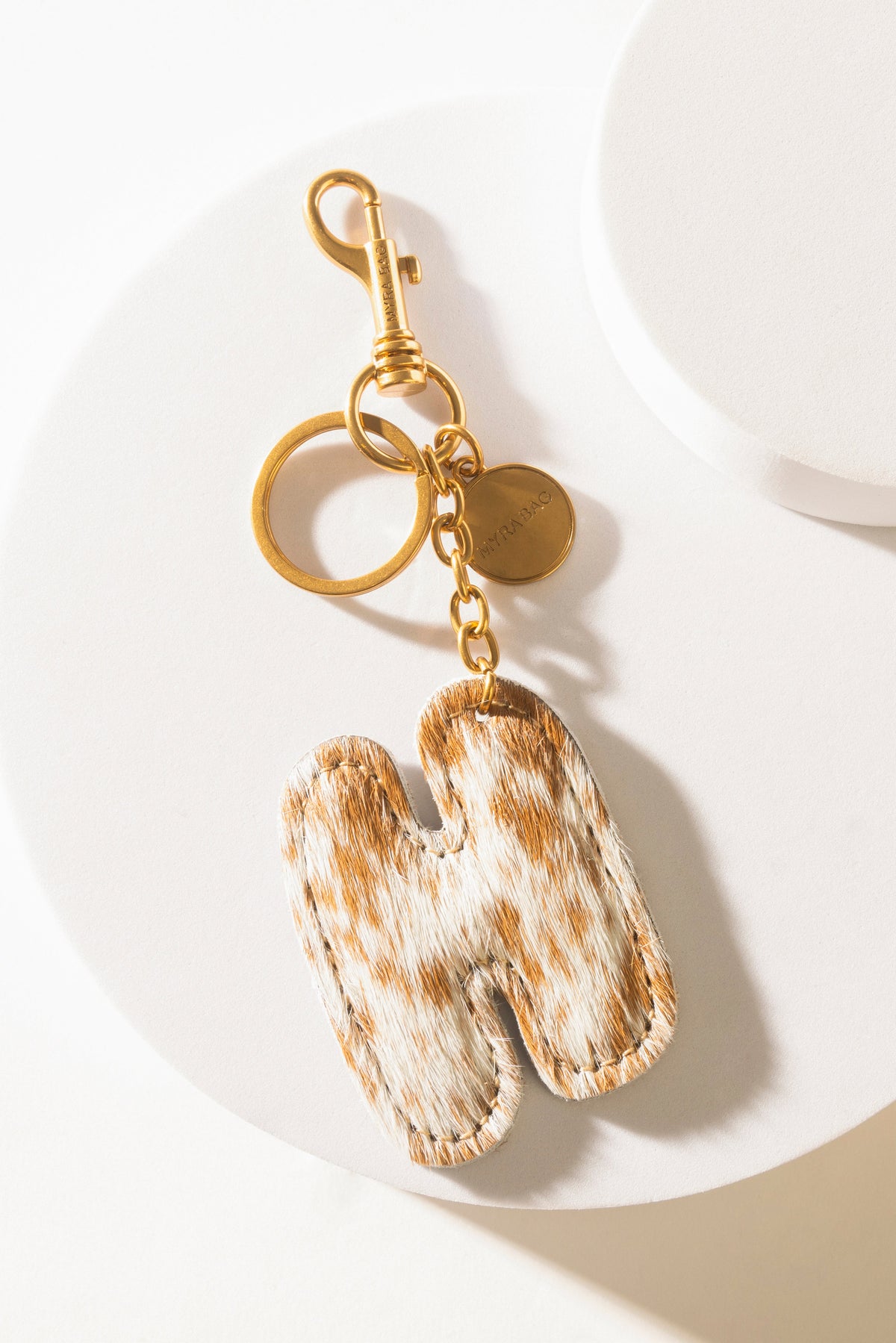 Alpha Hairon Bag Charm in Brown & White