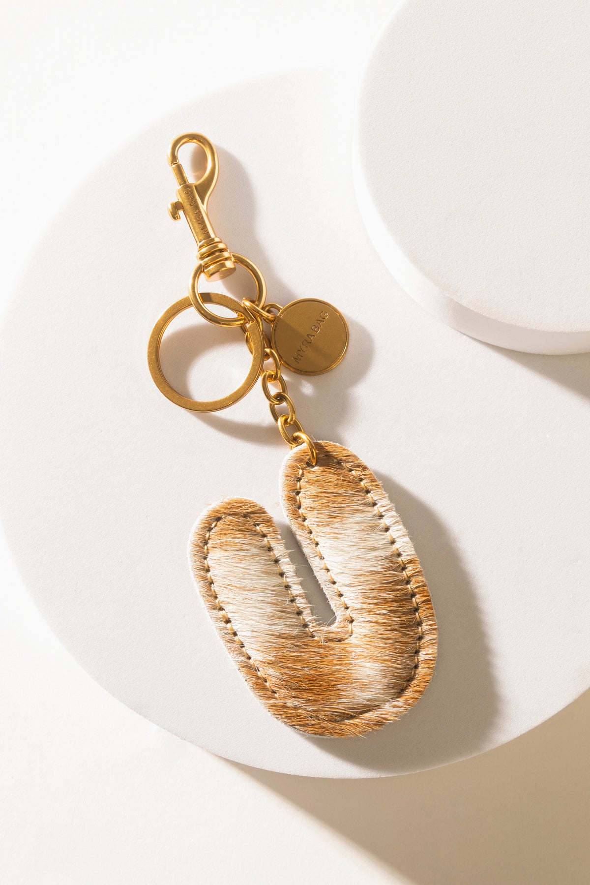 Alpha Hairon Bag Charm in Brown & White