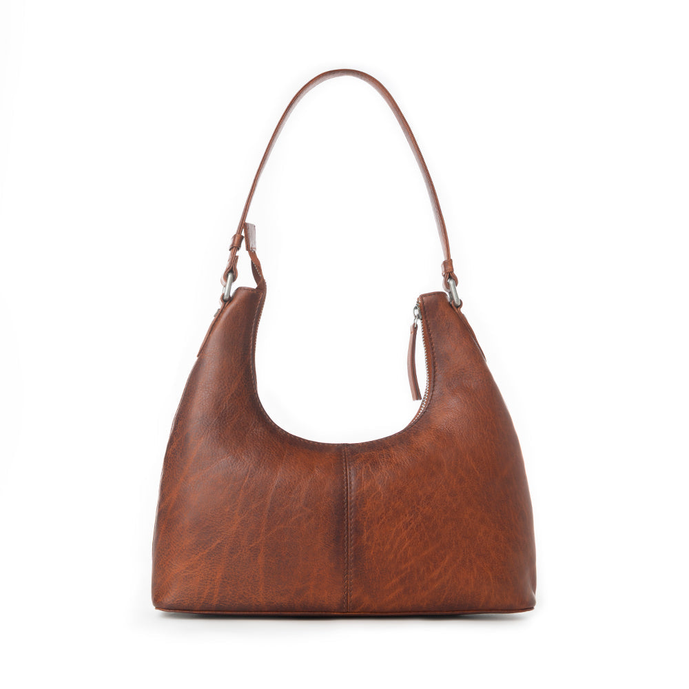 Myra Zidana Winchester Loop Veg Tanned Leather Shoulder Bag in Maple Glaze