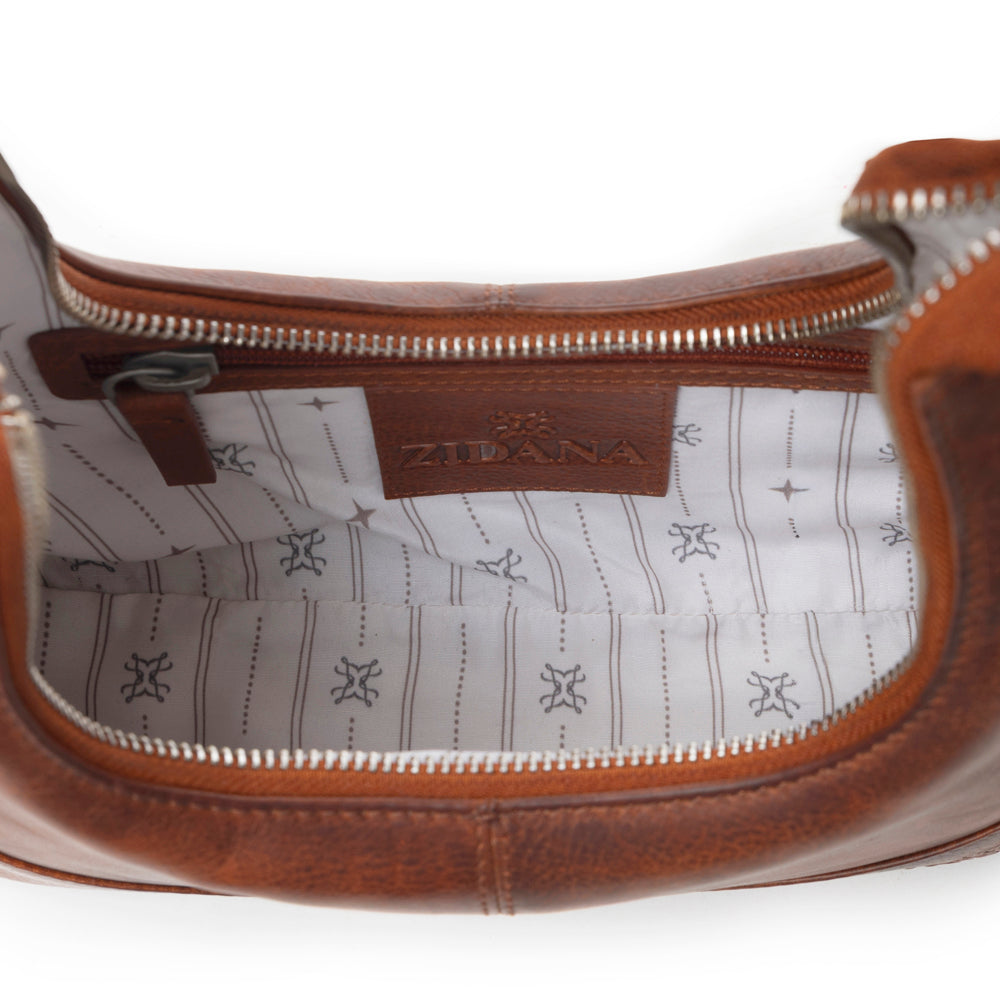 Myra Zidana Winchester Loop Veg Tanned Leather Shoulder Bag in Maple Glaze