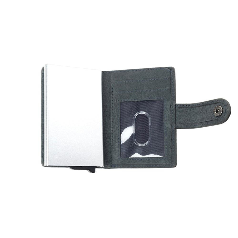 Myra Silver Creek Leather Credit Card Holder in Ashen Grey
