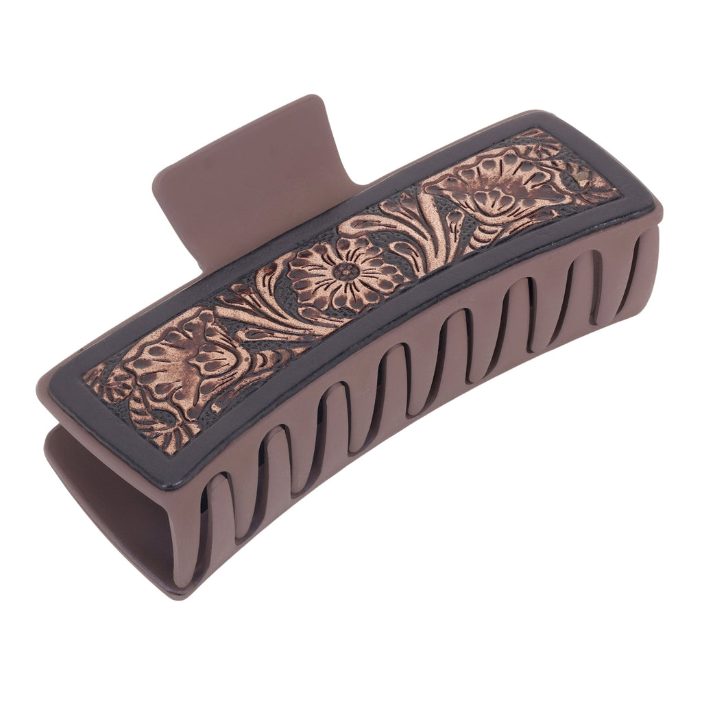 Myra Cindertrail Handtooled Hair Clip in Ebony Cream