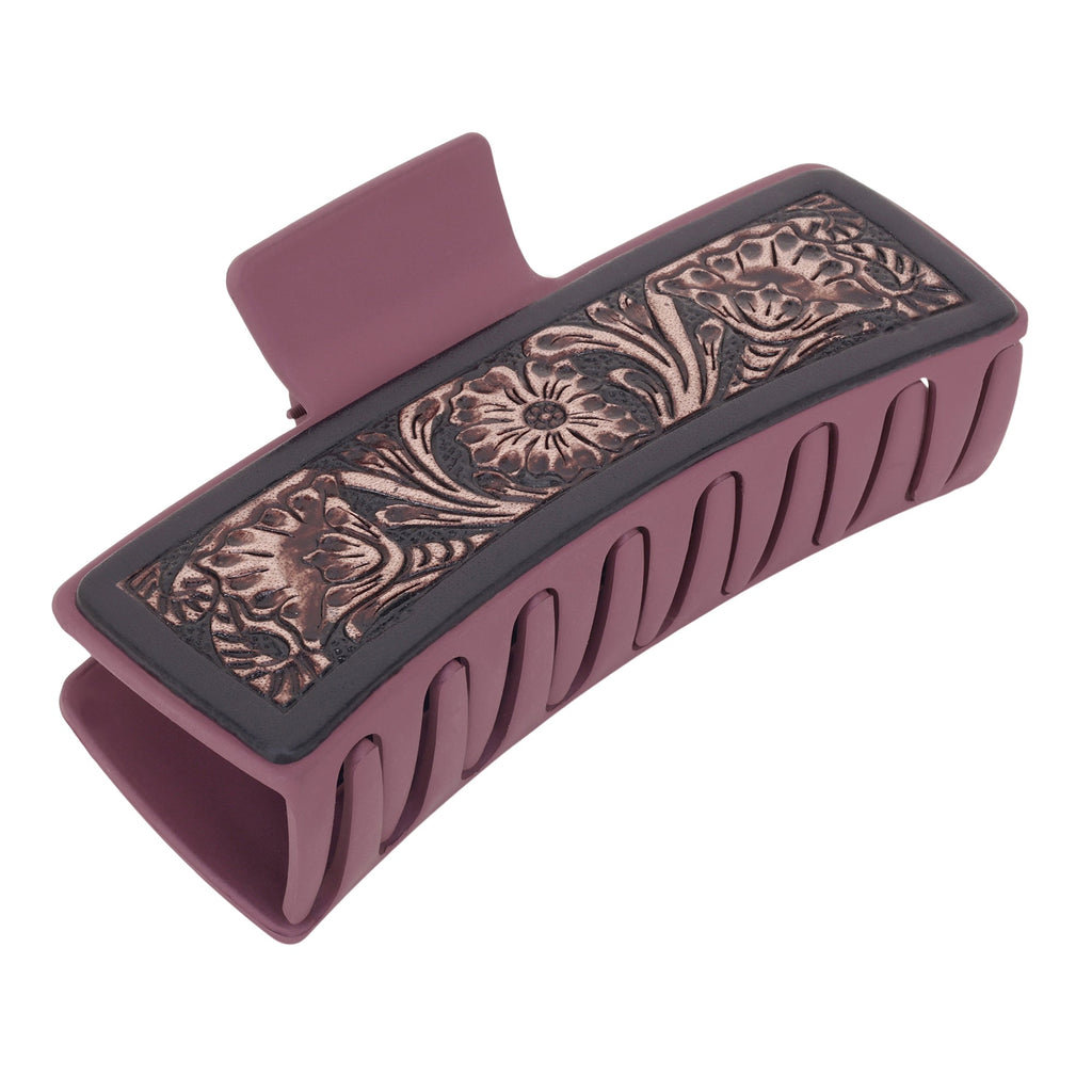 Myra Cindertrail Handtooled Hair Clip in Ebony Cream