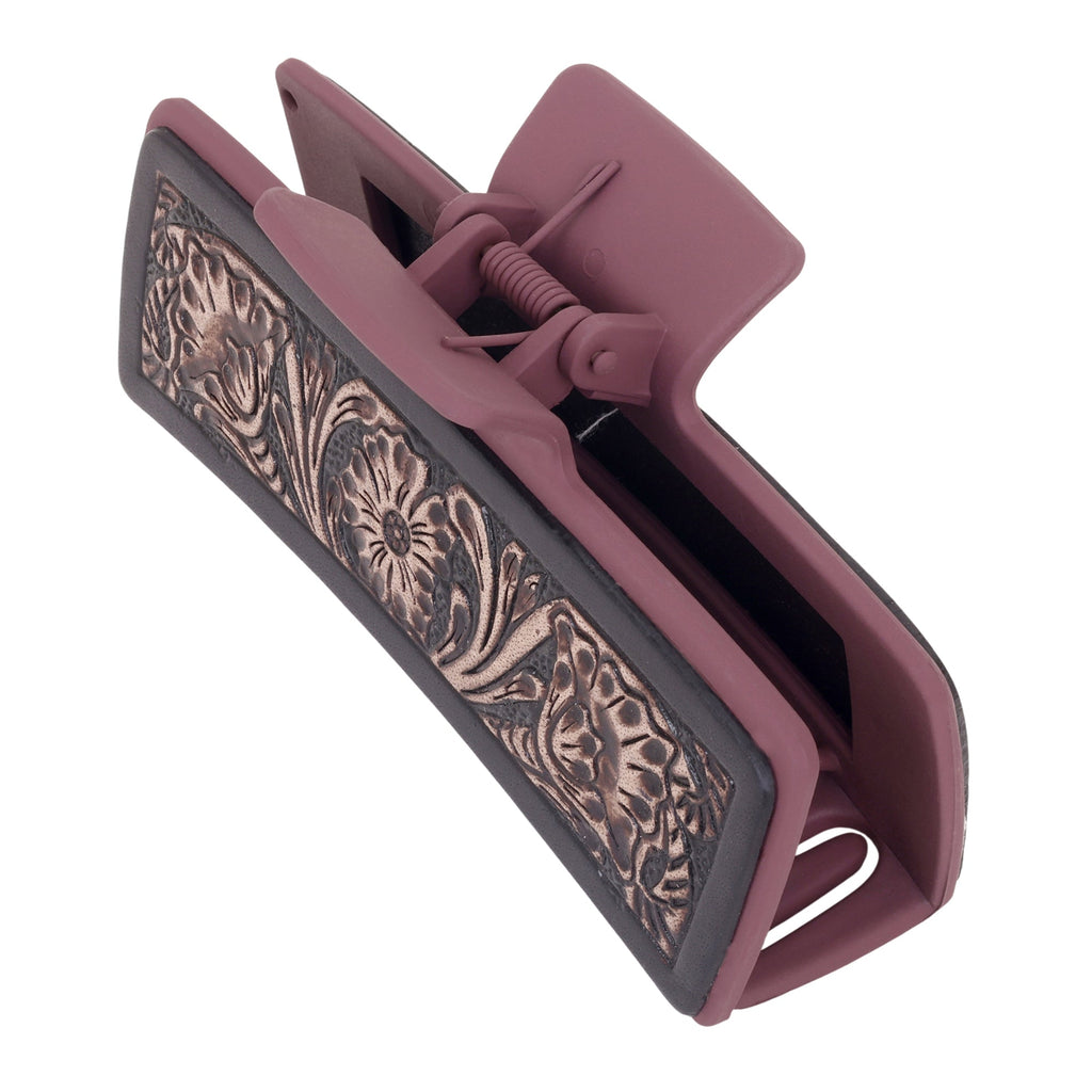 Myra Cindertrail Handtooled Hair Clip in Ebony Cream