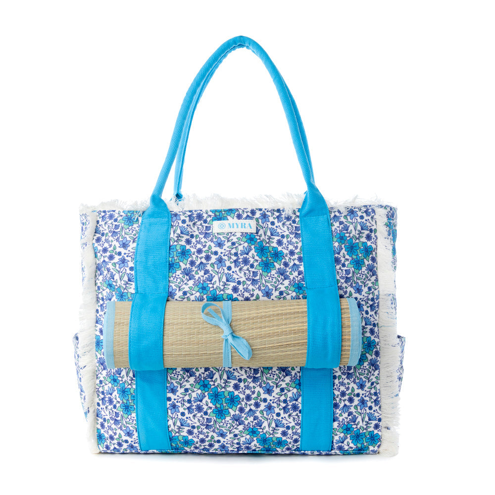 Myra Shoreline Weekender Bag with Beach Mat in Cobalt Sky