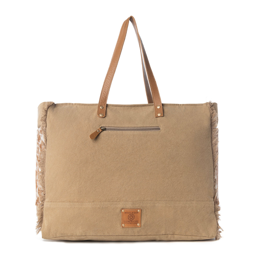 Myra Cartwright Hand-Tooled Bag in Tan & White