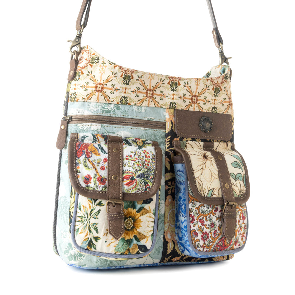 Myra Le Fleur Bel Cowgirl Shoulder Bag for Women in yellow floral with leather and Concho details