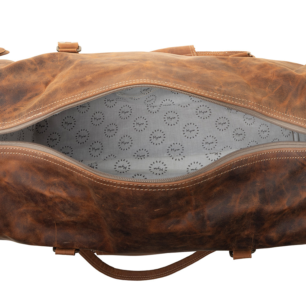 Myra Redmont Leather Traveller Bag in Amber Brown