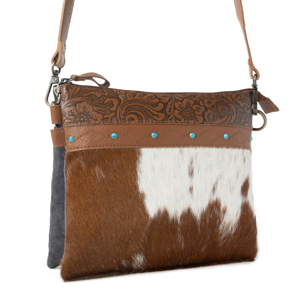 Myra Thunderpeak Concho Hairon Leather Bag in Fawn Sand