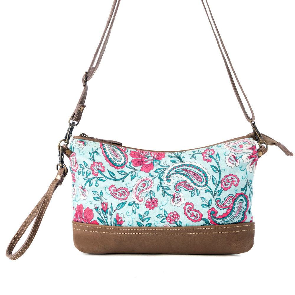 Myra Wild Posy Crossbody Bag for Women in agave with print detail