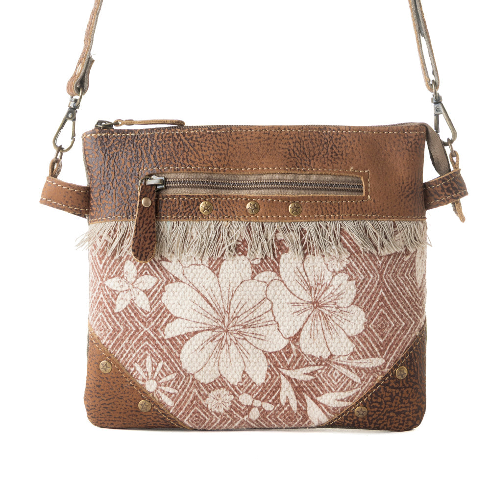 Myra Inkwild Vintage Crossbody Bag for Women in rust with fringe detail