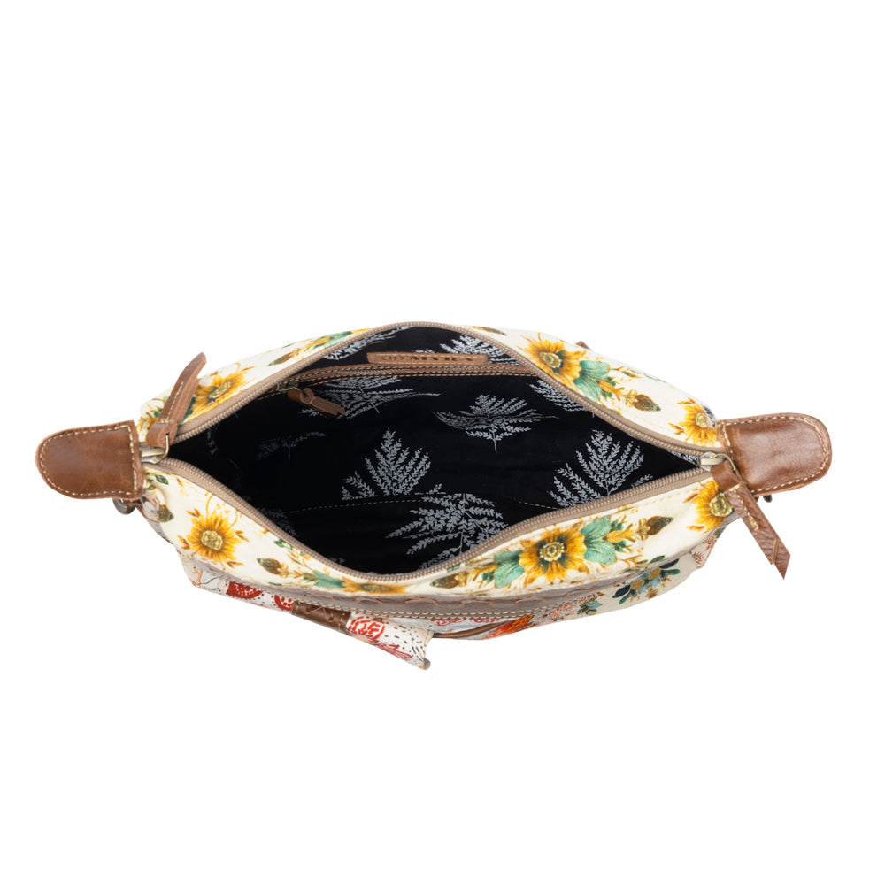 Myra Posy Mesa upcycled canvas Bag for Women in beige with floral detail