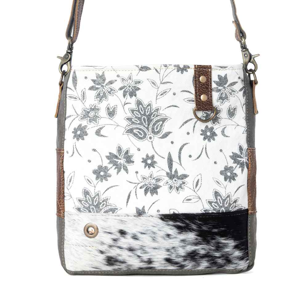 Myra Albino Shoulder Bag for Women with upcycled canvas and genuine leather in grey