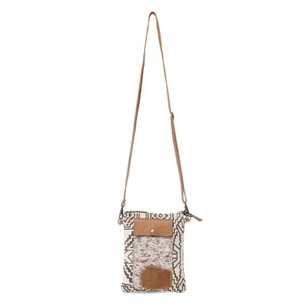 Myra Vuierra Rivet Crossbody Bag for Women with hairon leather and Aztec print and adjustable leather strap