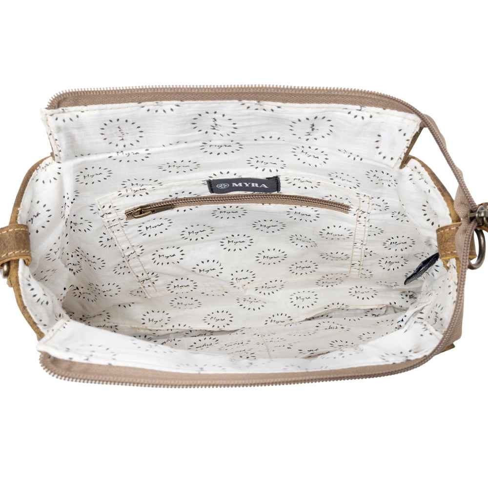 Myra Beast Leather Messenger Bag for women in brown distressed full-grain leather with dront procket