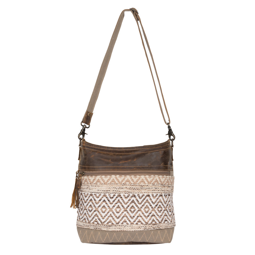 Myra Blending Taste Aztec Print Shoulder Bag for Women â€“ Brown Suede Leather, Adjustable Strap, Rustic Daily Carry
