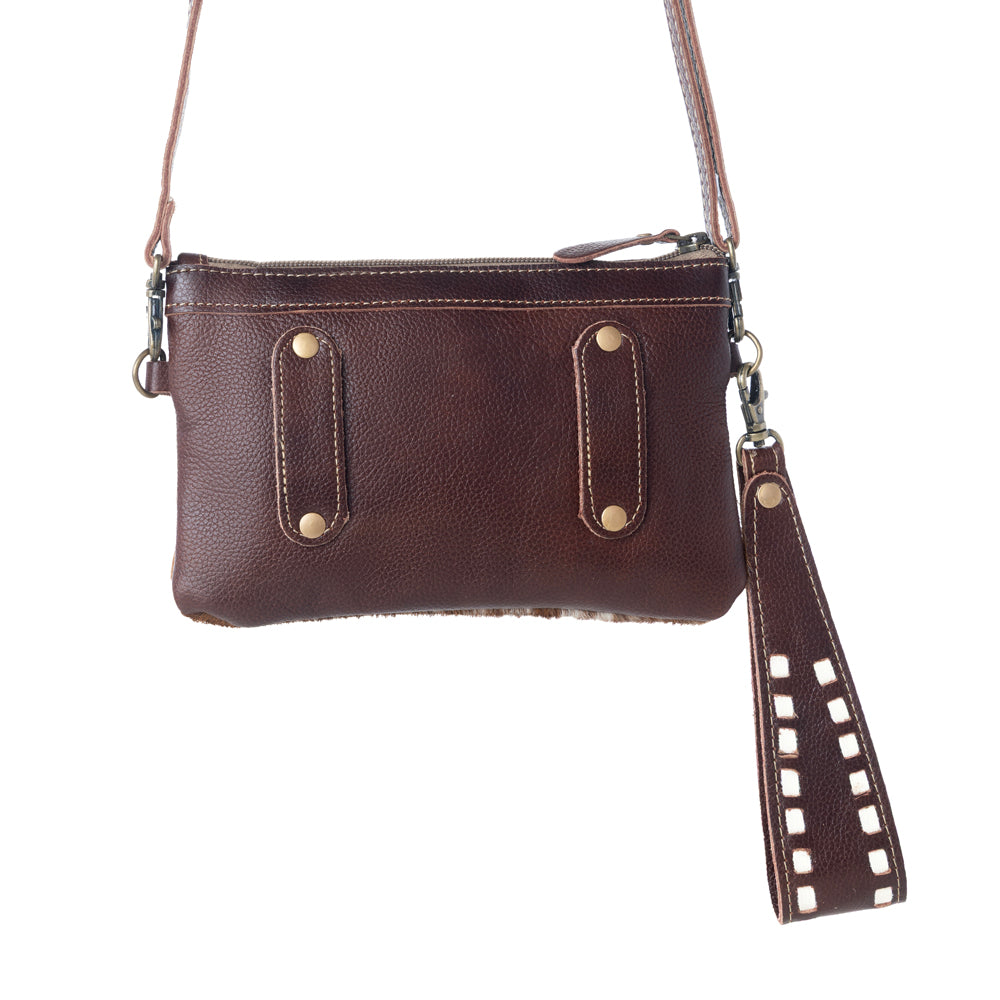 Myra Streaks Delight Belt Bag for Women with hairon hide and handtooled leather with dual straps