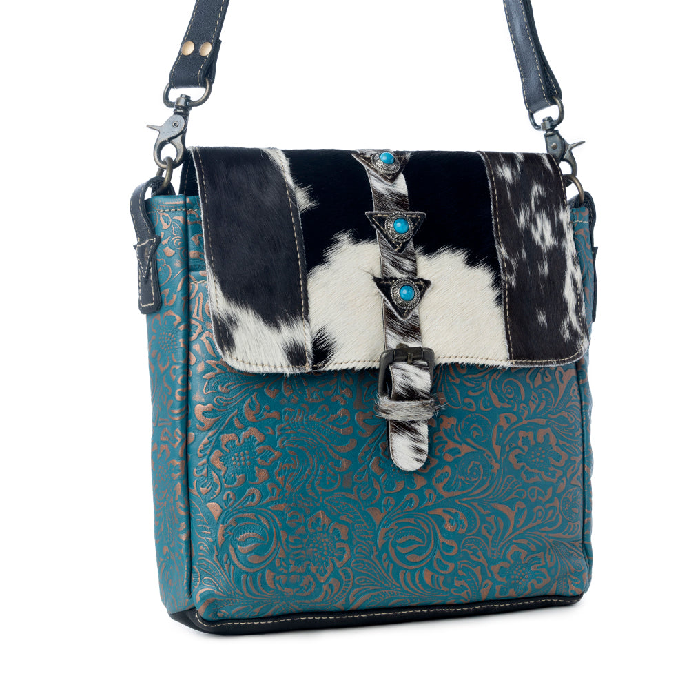 Blue Rose  Leather & Hairon Bag