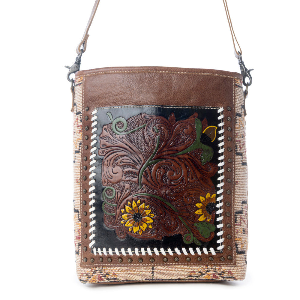 Floral Embers Hand-Tooled Bag
