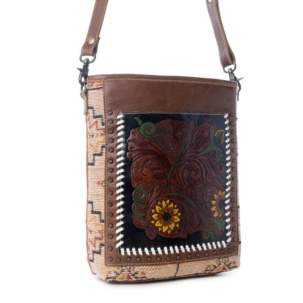 Floral Embers Hand-Tooled Bag