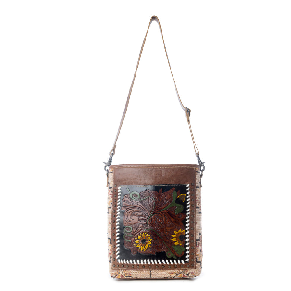 Floral Embers Hand-Tooled Bag