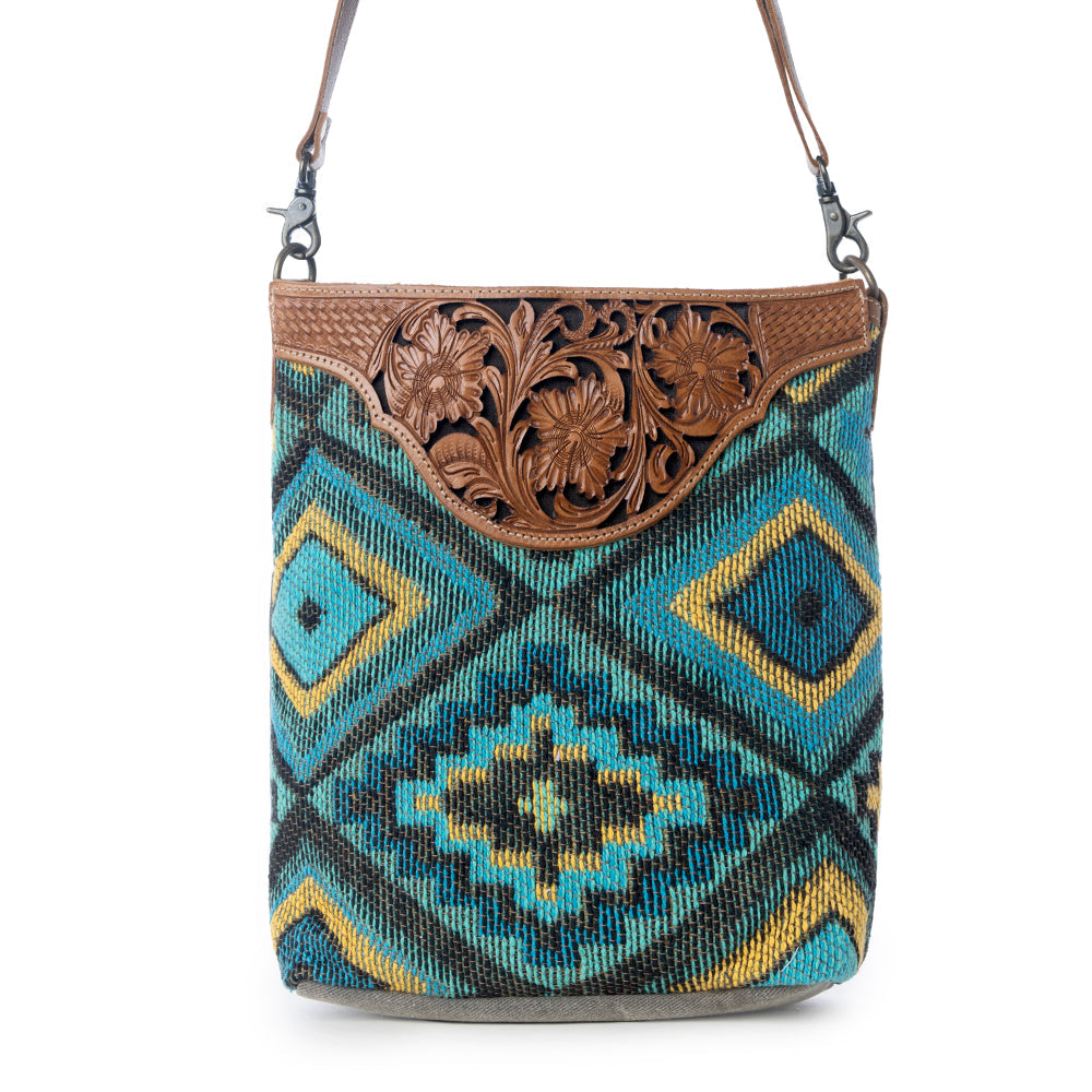 Blue Spring Hand-Tooled Bag