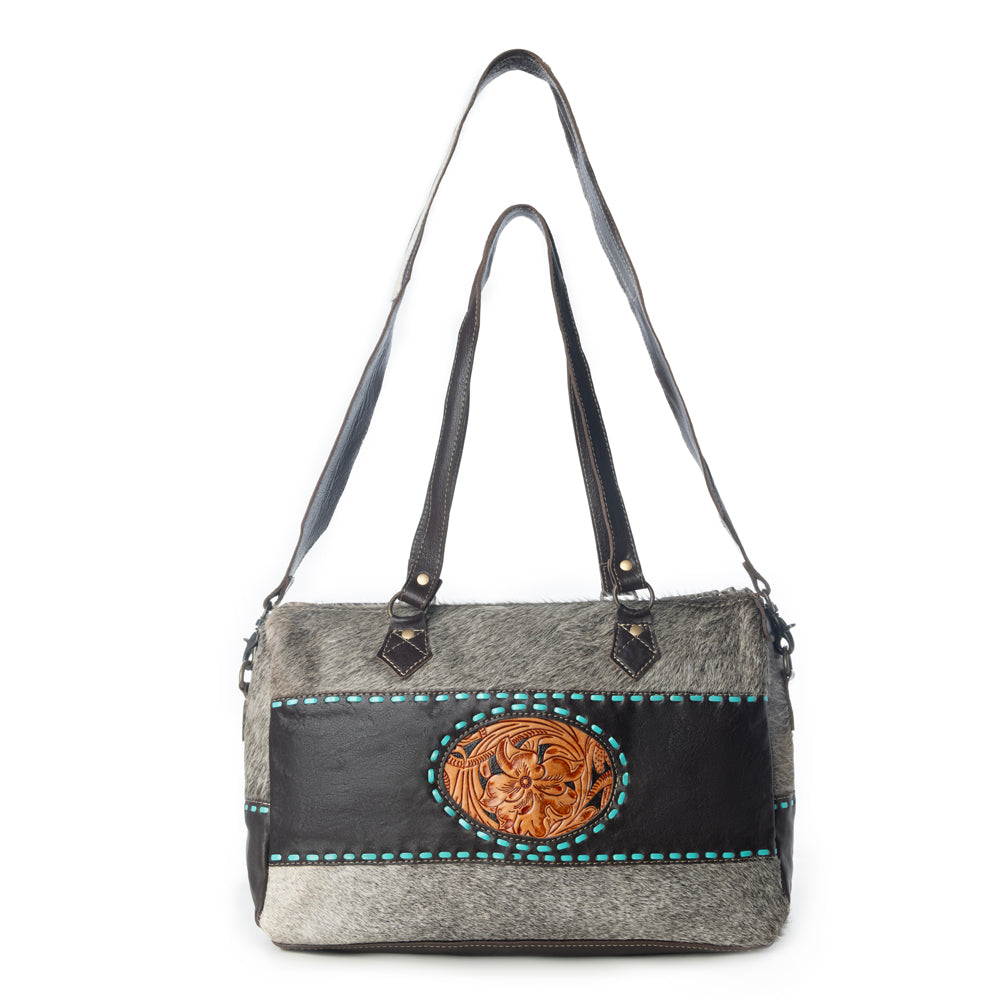 Turquoise  edges Hand-Tooled Bag
