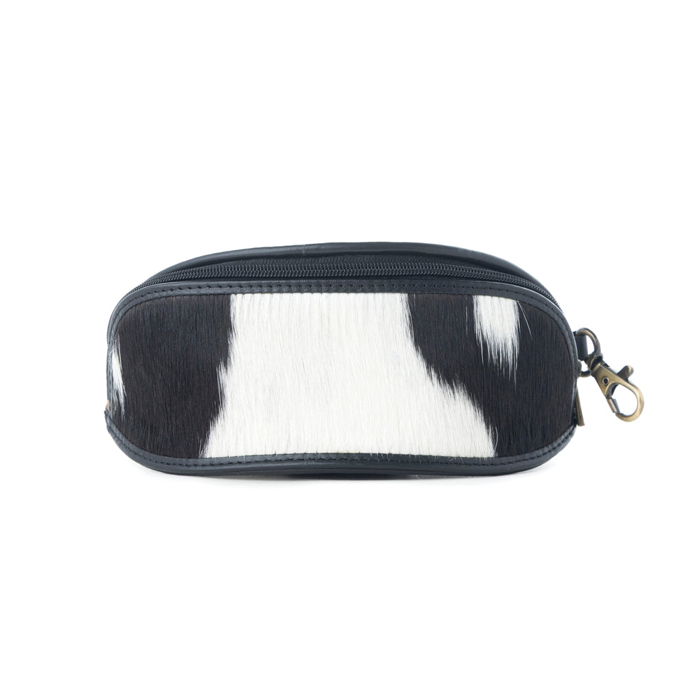 Myra All Slaty Sunglass Case with hairon leather and easy carry hook for everyday use
