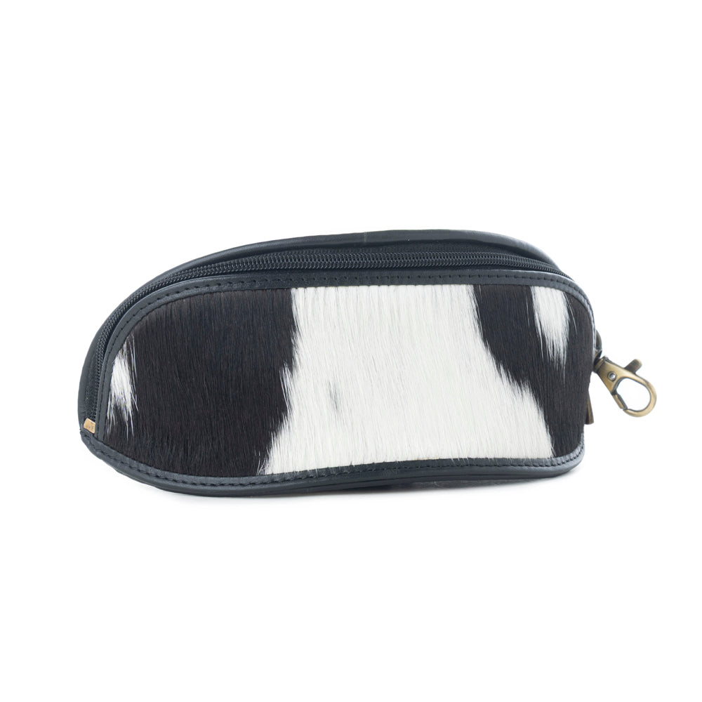 Myra All Slaty Sunglass Case with hairon leather and easy carry hook for everyday use