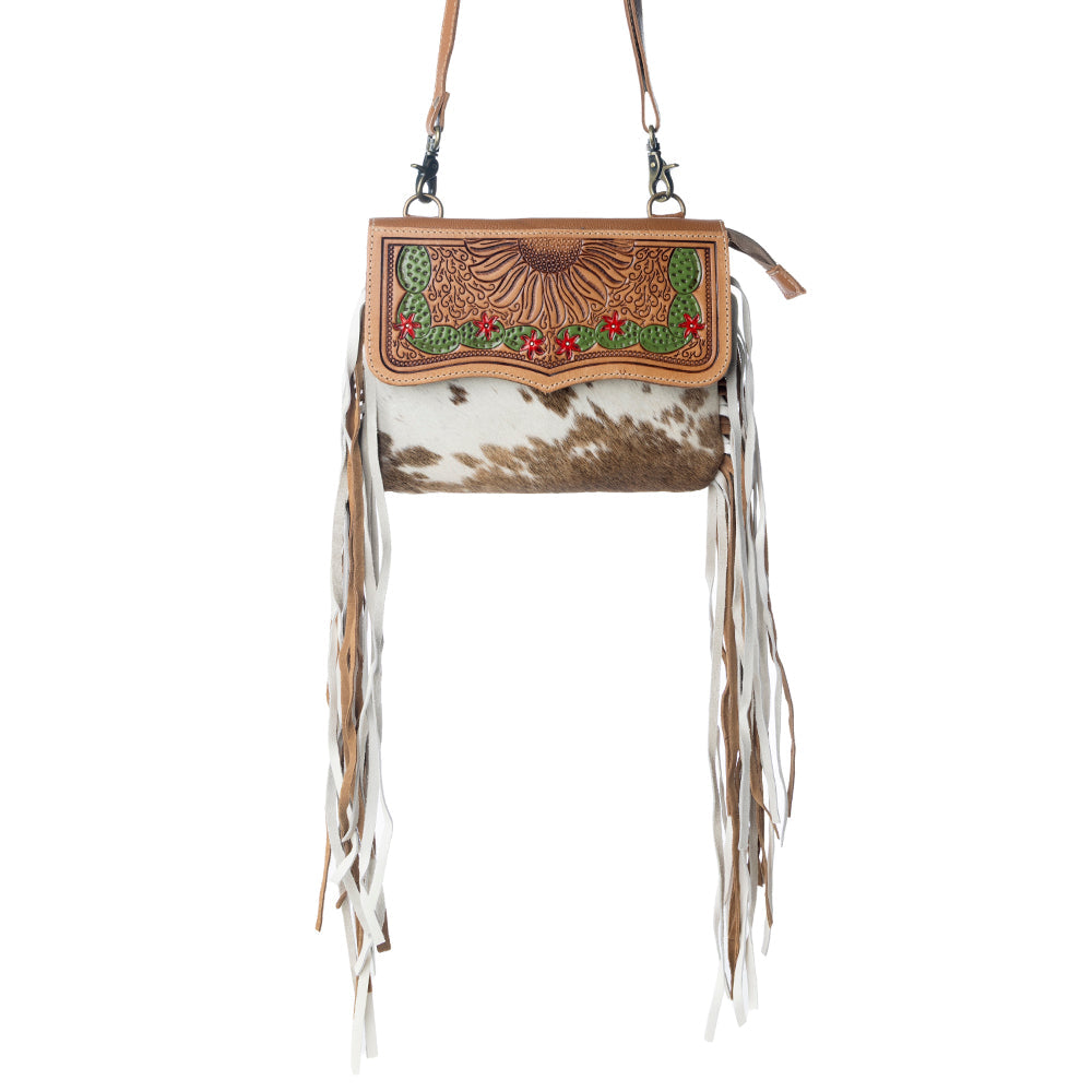 Glossy Moss Hand-Tooled Bag