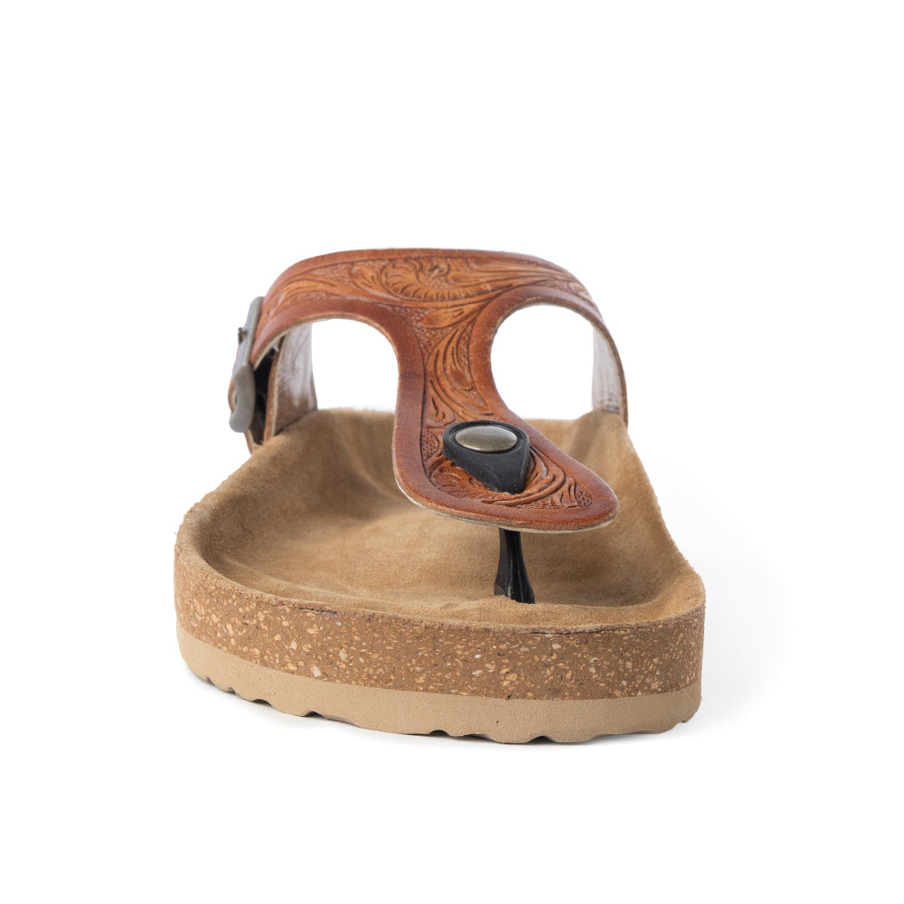 Myra Crockler Sandals for Women with handtooled leather in western style with adjustable straps