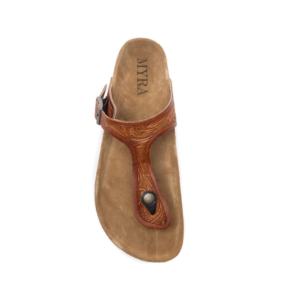 Myra Crockler Sandals for Women with handtooled leather in western style with adjustable straps