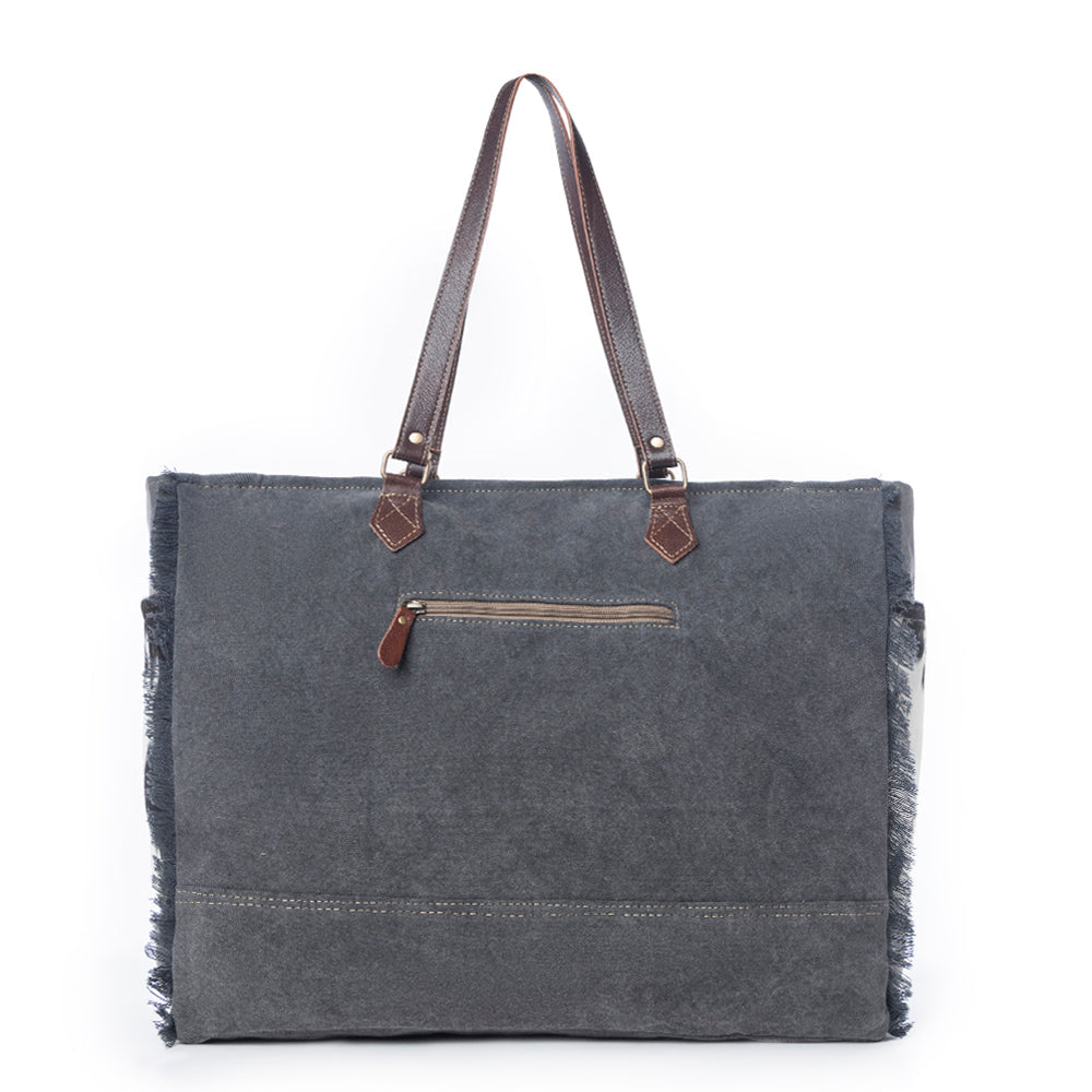 Myra Rosalinda Cross Stitched Hairon Leather Weekender Bag for comfortable travel and spacious usage