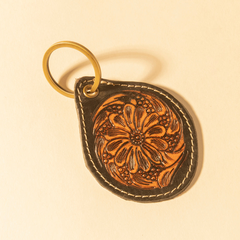 Classic Country Medallion  Hand-Tooled Key Fob