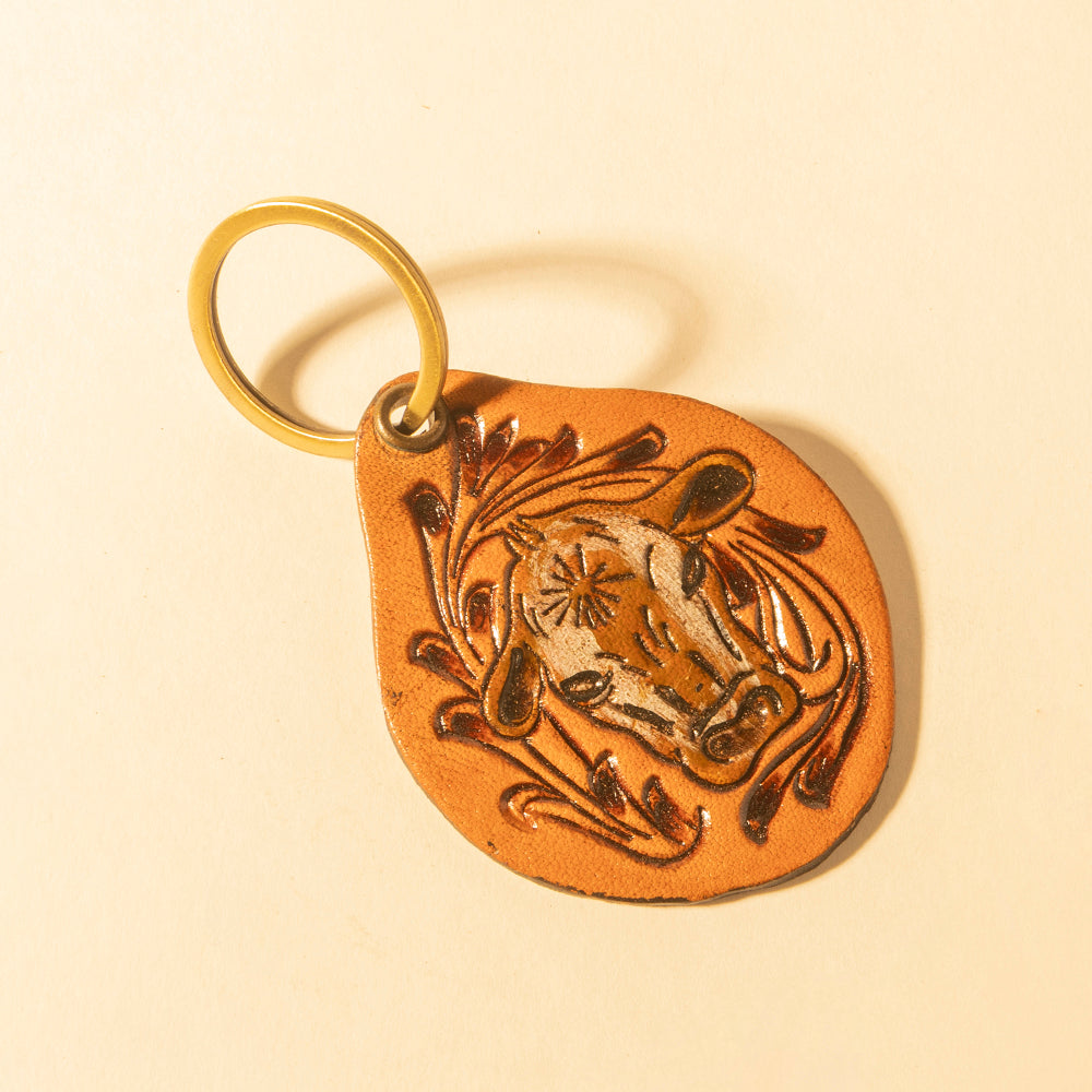 Steer Trail Hand-Tooled Key Fob