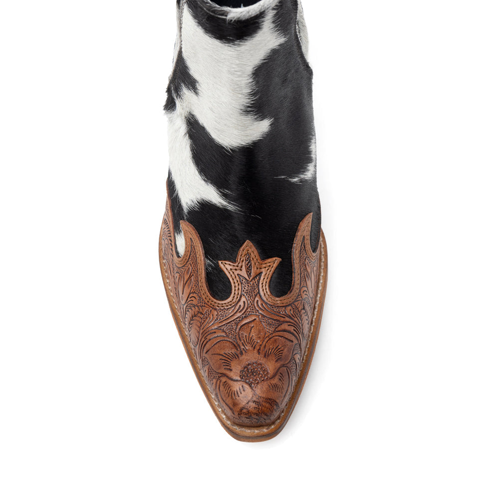 Myra Frisco Blossom Boots for Women with hairon hide and handtooled leather for western wear