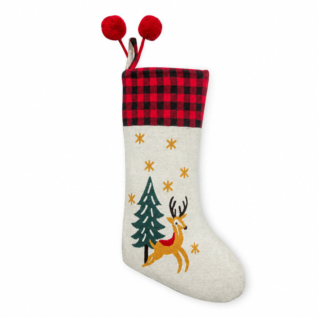 Plaid Top Prancing Deer Stocking