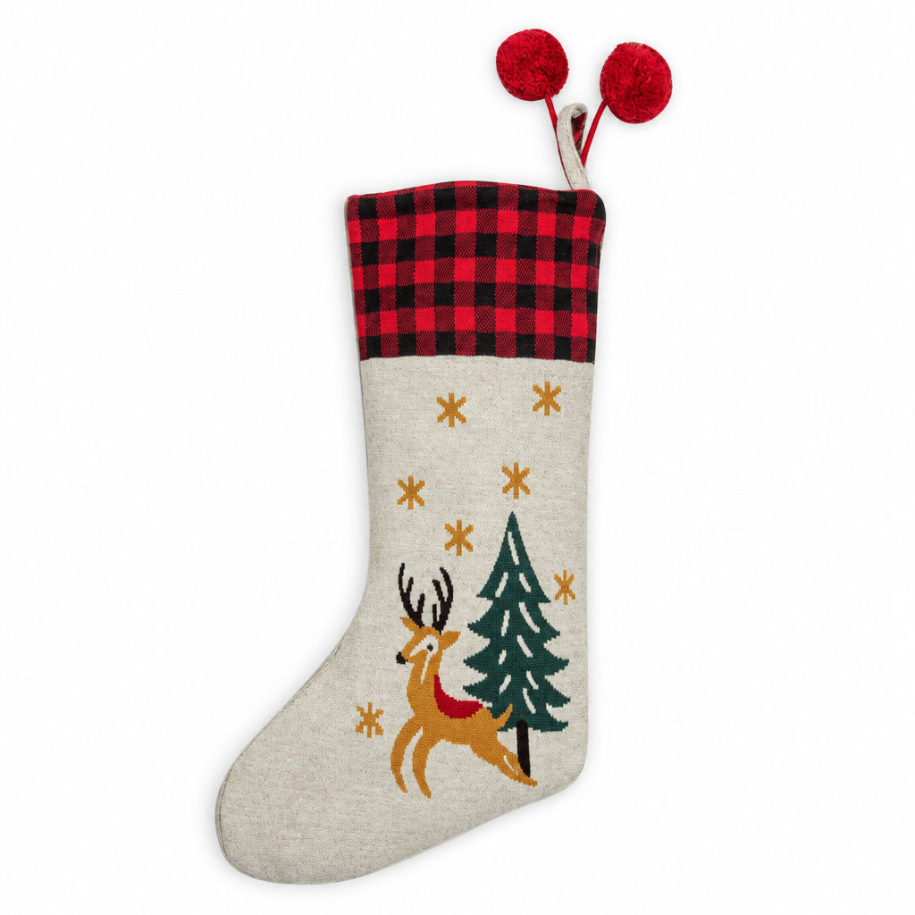 Plaid Top Prancing Deer Stocking