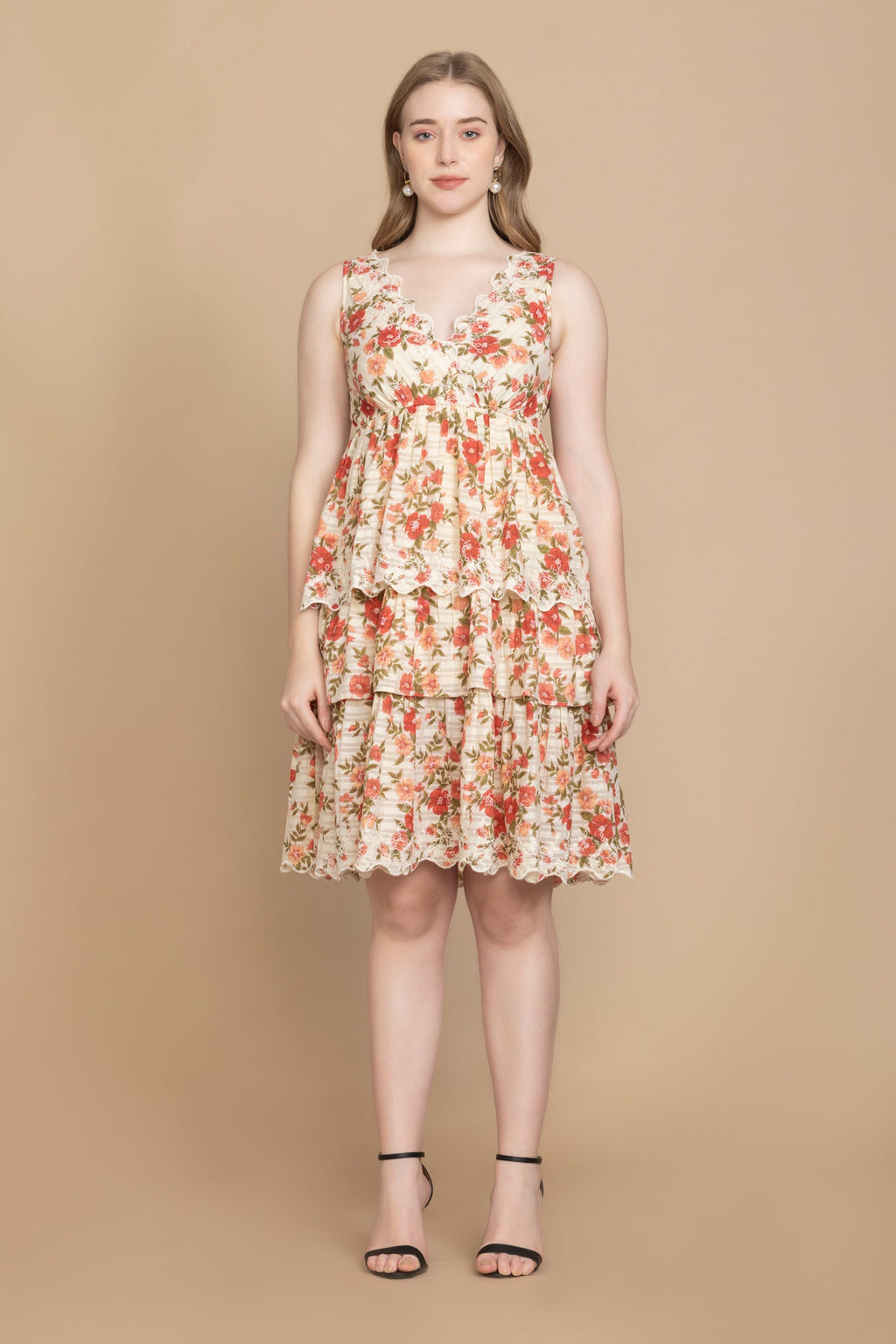 Bohera Silvianna V-Neck Tieried Skirt Dress
