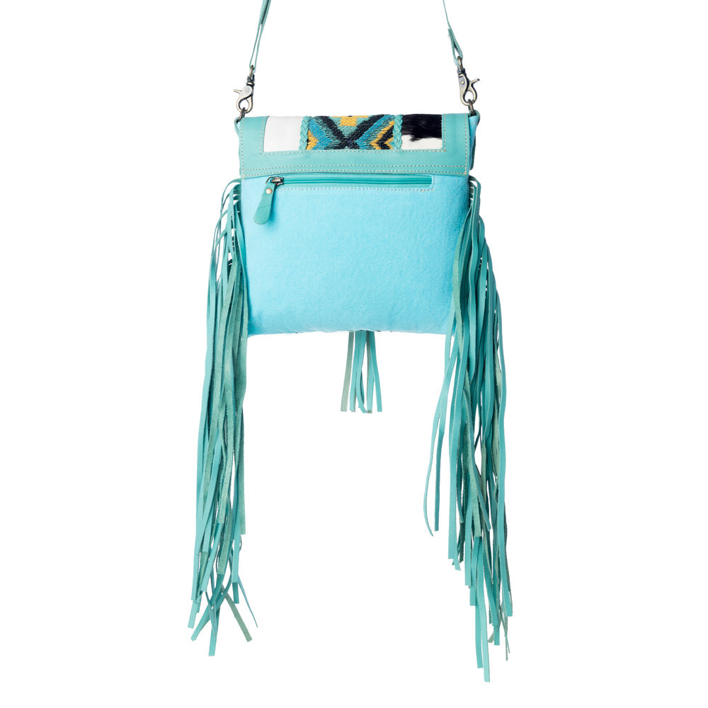 Tonga Ridge Canvas & Hairon Bag In Turquoise