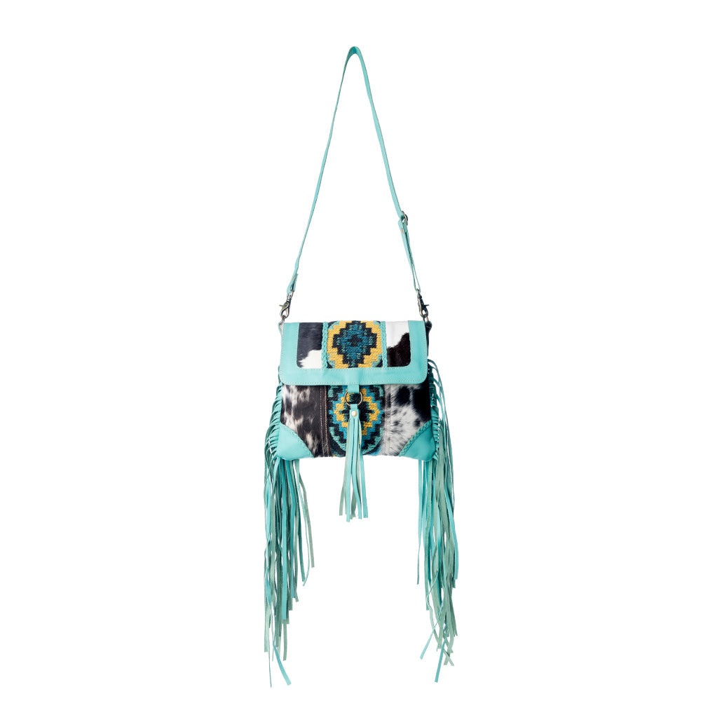 Tonga Ridge Canvas & Hairon Bag In Turquoise