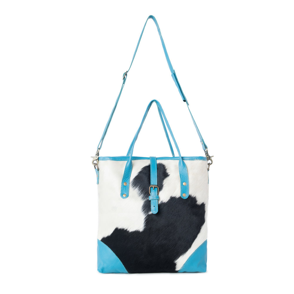 Pecos Pointe Canvas & Hairon Bag In Blue