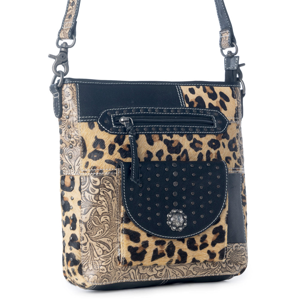 Jaguar Trail Hand-tooled Leather & Hairon Bag